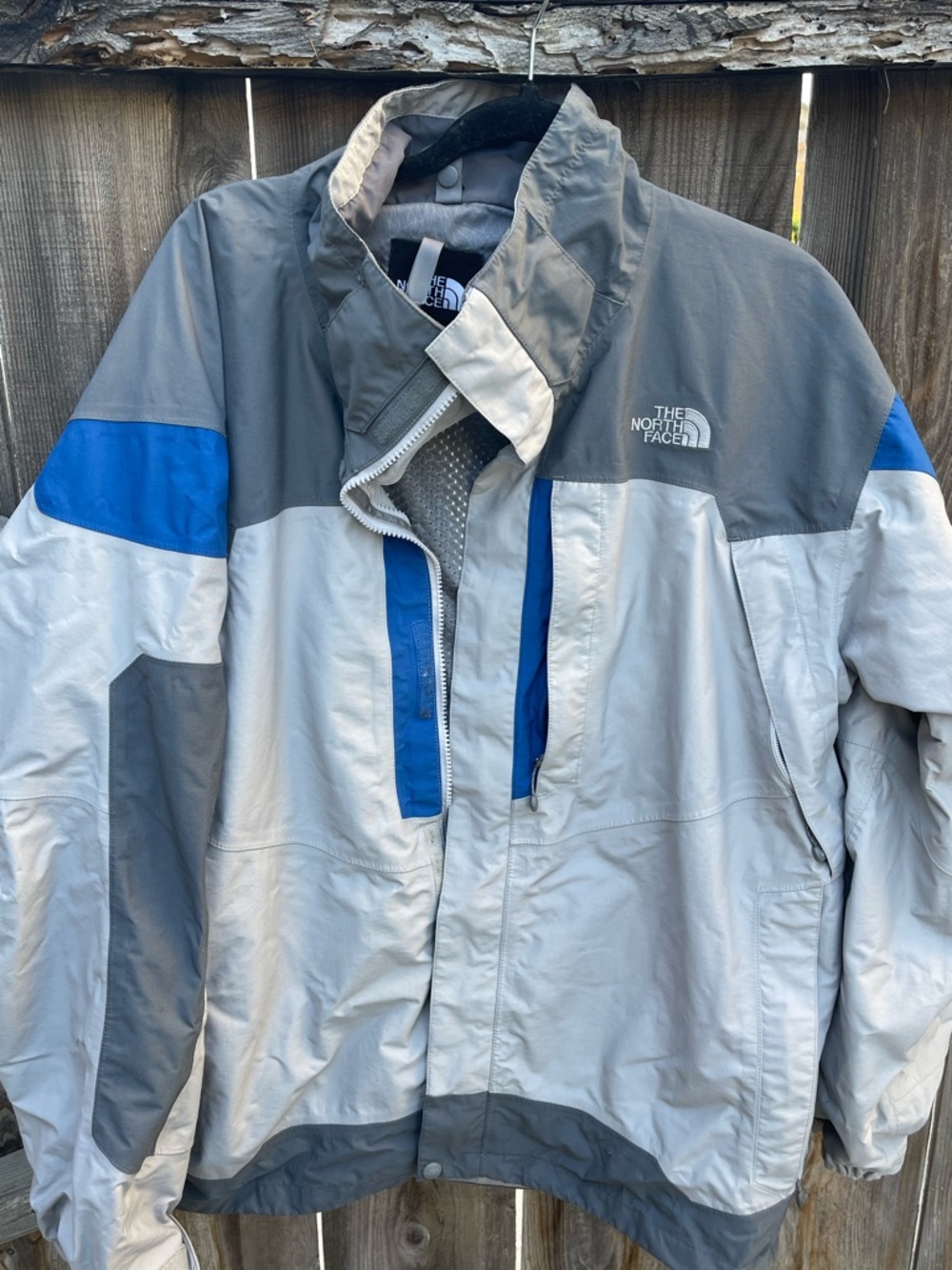 The North Face HyVent Jacket Mens L Vintage 90s Blue Grey Waterproof Parka Gorp